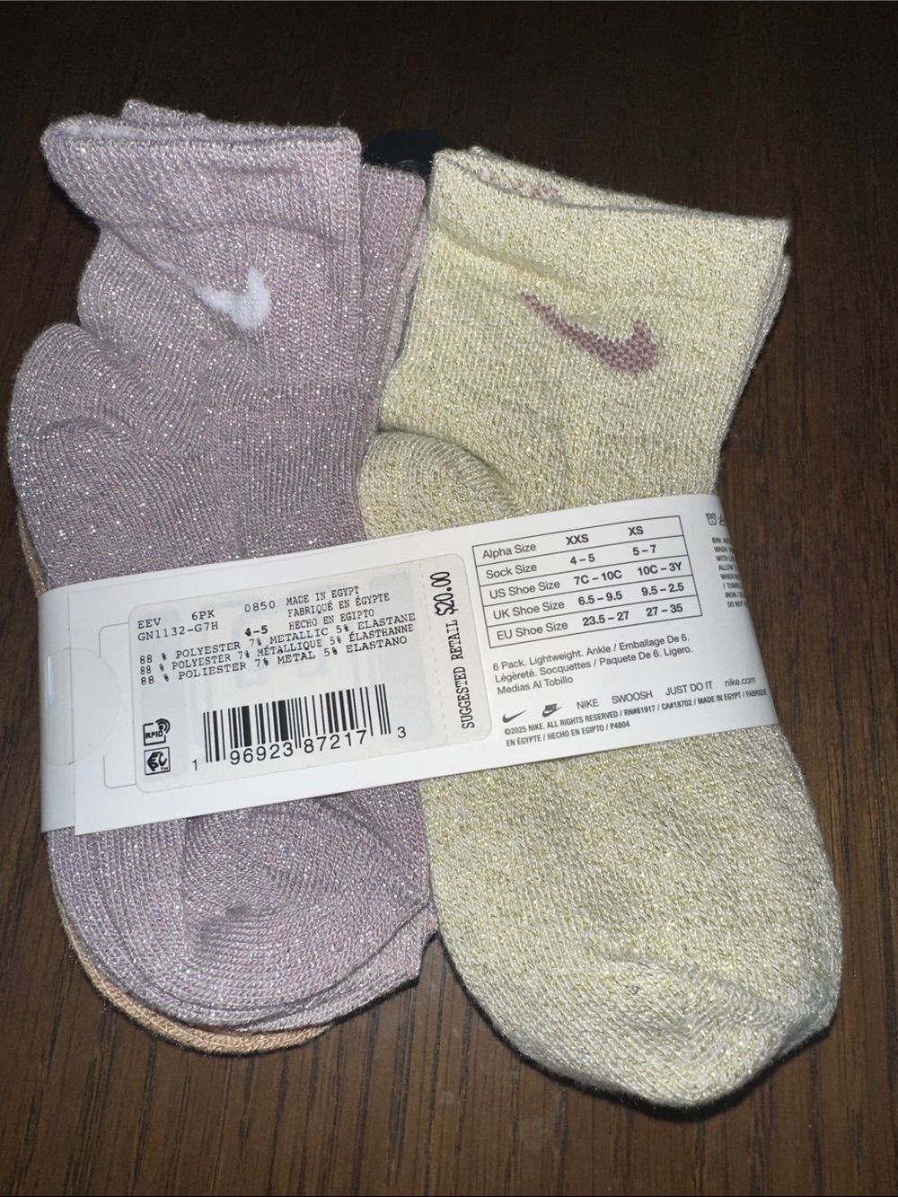 NIKE METALLIC TODDLER GIRL SOCKS - Picture 3 of 4